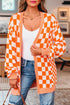 orange checkered cardigan