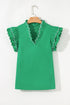 green v neck blouse