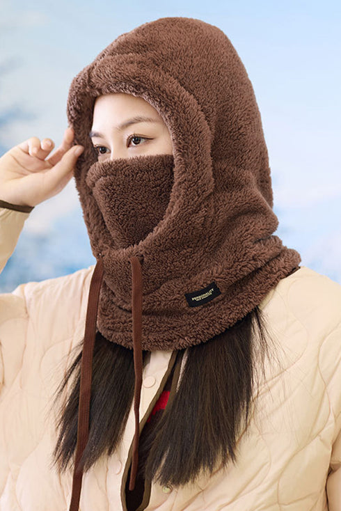Coffee Winter Sherpa Ski Mask Windproof Hood