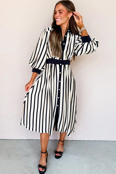 striped midi dress