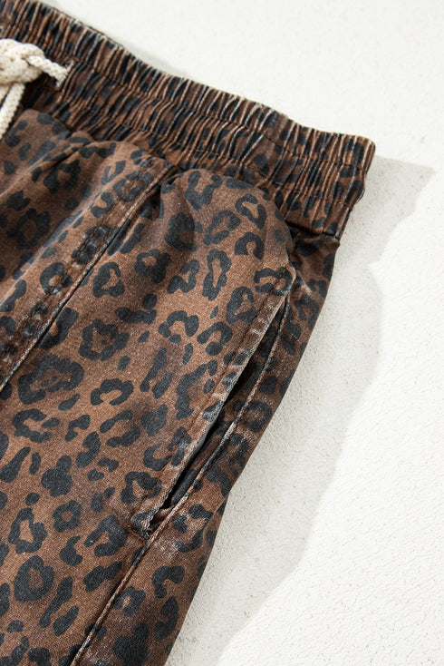 leopard denim skort