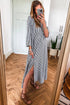 Black Stripe Side Pockets Buttoned Loose Fit Maxi Dress