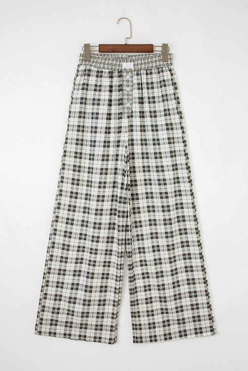 plaid wide leg pants