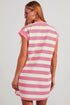 Pink Stripe Cap Sleeve Shift T Shirt Dress