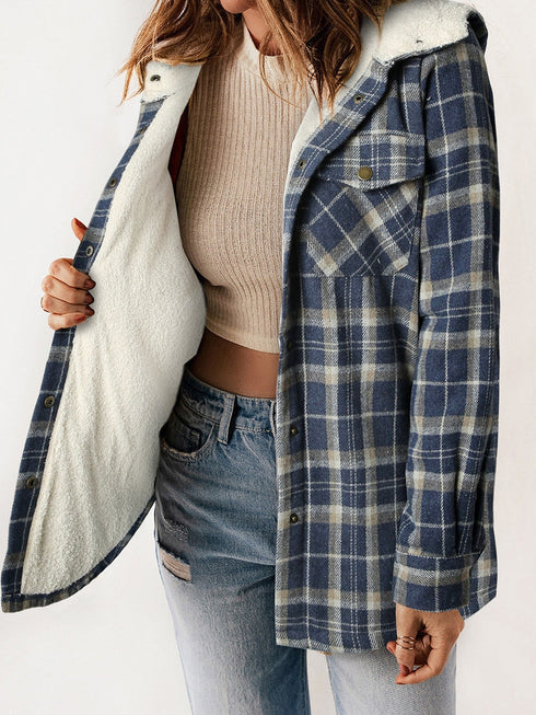 blue-plaid-pattern-sherpa-lined-hooded-shacket
