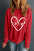Red xoxo Valentines Heart Sketch Printed Pullover Sweatshirt