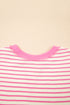 Sachet Pink Contrast Detail Striped Ruffle Short Sleeve Top