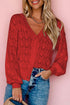 Fiery Red Lightweight Buttoned Front Crochet Cardigan