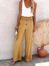 Elastic Loose Wide Leg Button Pants