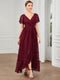 Elegant A-Line Evening Gown with Deep V Neck and Sheer Sleeves