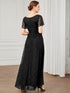 Elegant A-Line Evening Gown with Deep V Neck and Sheer Sleeves