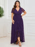 Elegant A-Line Evening Gown with Deep V Neck and Sheer Sleeves