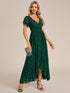 Elegant A-Line Evening Gown with Deep V Neck and Sheer Sleeves