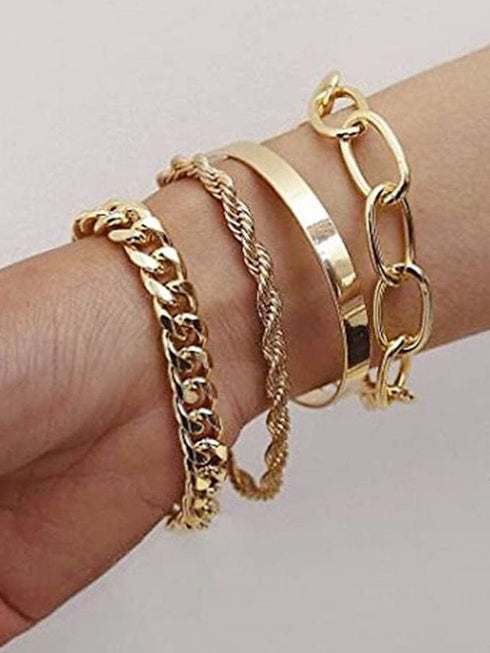 Elegant Alloy Bracelet Set for Women with Punk Twist