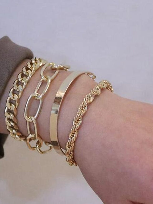 Elegant Alloy Bracelet Set for Women with Punk Twist