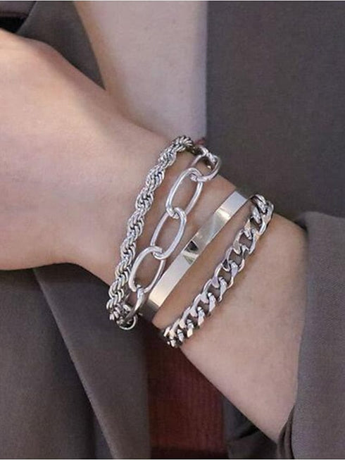 Elegant Alloy Bracelet Set for Women with Punk Twist