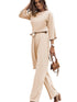Elegant Apricot Wide Leg Jumpsuit with Knot Detail