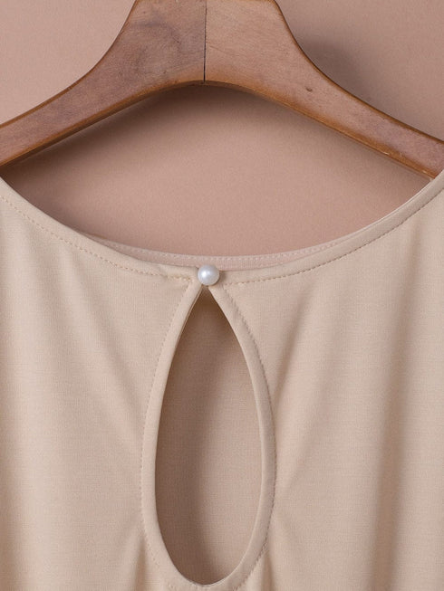 Elegant Apricot Wide Leg Jumpsuit with Knot Detail