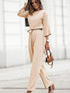 Elegant Apricot Wide Leg Jumpsuit with Knot Detail