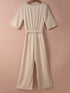 Elegant Apricot Wide Leg Jumpsuit with Knot Detail
