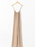 Elegant Apricot Wide Leg Jumpsuit with Spaghetti Straps and Waist Tie