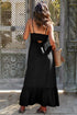 Elegant Black Buttoned Maxi Dress with Smocked Front Slit