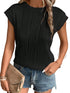 Elegant Black Cap Sleeve Textured Top with Wavy Design