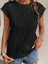 Elegant Black Cap Sleeve Textured Top with Wavy Design