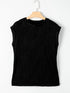Elegant Black Cap Sleeve Textured Top with Wavy Design