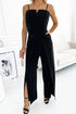 Elegant Black Jumpsuit with Slit Leg and Pocket Detail