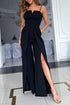 Elegant Black Jumpsuit with Slit Leg and Pocket Detail