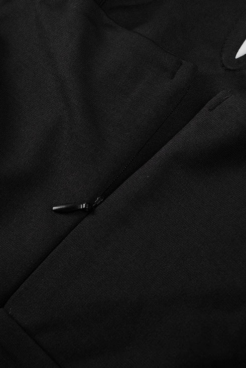 Elegant Black Jumpsuit with Slit Leg and Pocket Detail