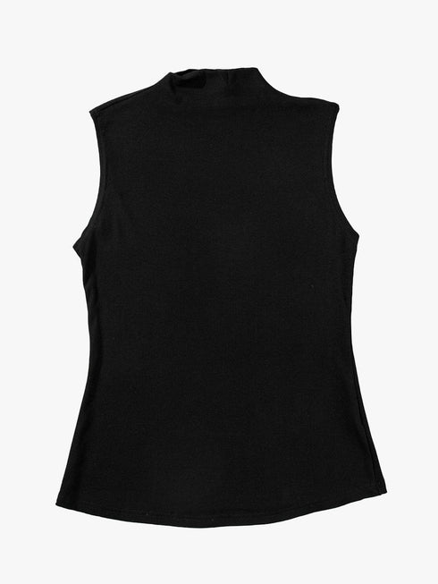 Elegant Black Mock Neck Sleeveless Top