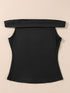 Elegant Black Off-Shoulder Folded Slim Fit Top