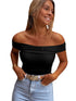 Elegant Black Off-Shoulder Folded Slim Fit Top