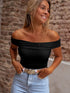 Elegant Black Off-Shoulder Folded Slim Fit Top