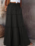 Elegant Black Tiered Maxi Skirt with Drawstring Waist