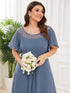 Elegant Boat Neck A-Line Midi Dress for Plus Size Women