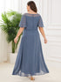 Elegant Boat Neck A-Line Midi Dress for Plus Size Women