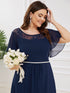 Elegant Boat Neck A-Line Midi Dress for Plus Size Women