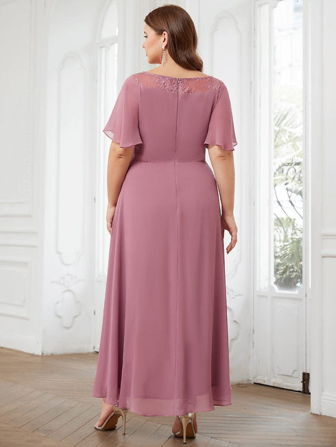 Elegant Boat Neck A-Line Midi Dress for Plus Size Women