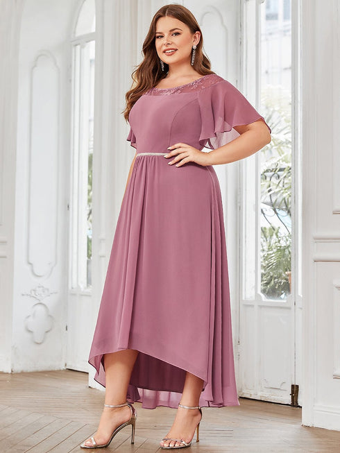 Elegant Boat Neck A-Line Midi Dress for Plus Size Women