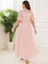 Elegant Boat Neck A-Line Midi Dress for Plus Size Women