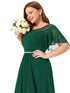 Elegant Boat Neck A-Line Midi Dress for Plus Size Women
