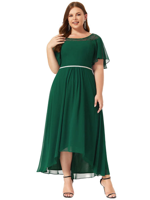 Elegant Boat Neck A-Line Midi Dress for Plus Size Women