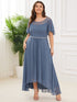 Elegant Boat Neck A-Line Midi Dress for Plus Size Women