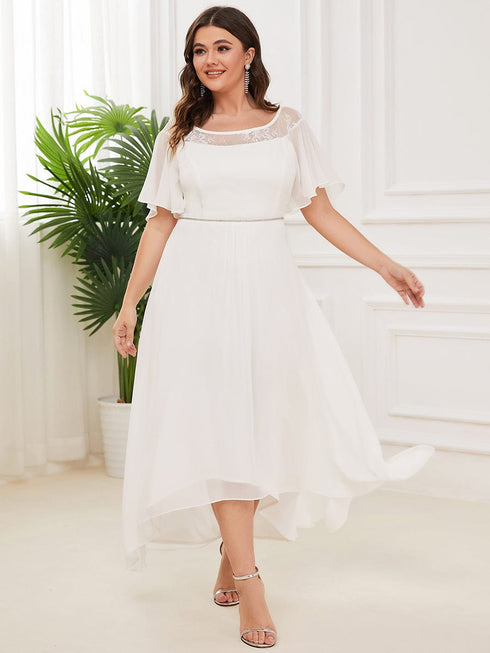 Elegant Boat Neck A-Line Midi Dress for Plus Size Women