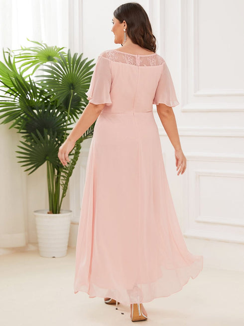 Elegant Boat Neck A-Line Midi Dress with Asymmetrical Hemlines
