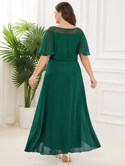 Elegant Boat Neck A-Line Midi Dress with Asymmetrical Hemlines