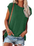 Elegant Cap Sleeve Loose Solid Color T-Shirt